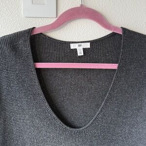 BP Women’s Charcoal Grey Soft V-Neck Knit Sweater, Size Small